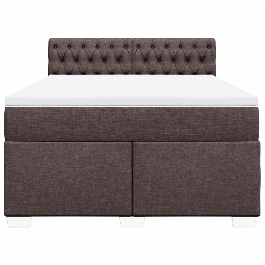 vidaXL Κρεβάτι Boxspring με Στρώμα Σκούρο Καφέ 160x200 εκ Υφασμάτινο