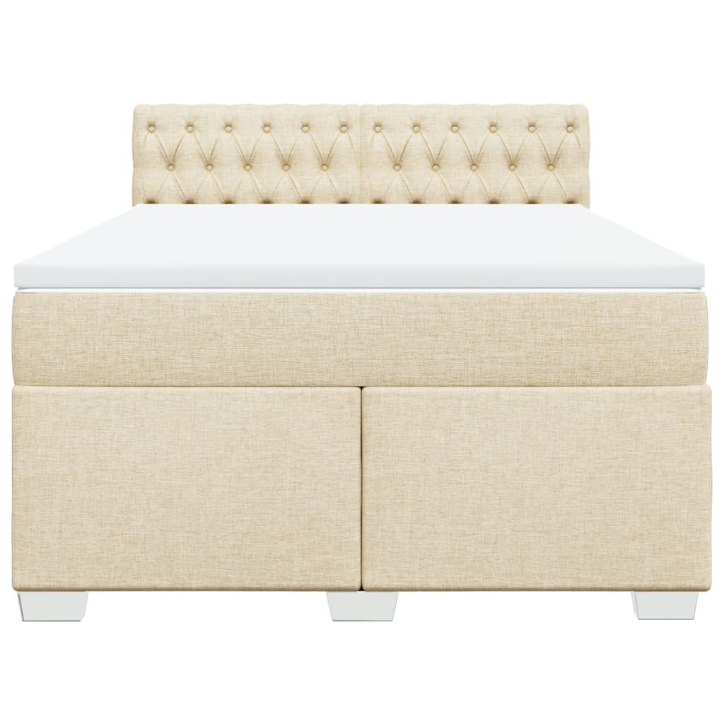 vidaXL Κρεβάτι Boxspring με Στρώμα Κρεμ 160x200 εκ. Υφασμάτινο