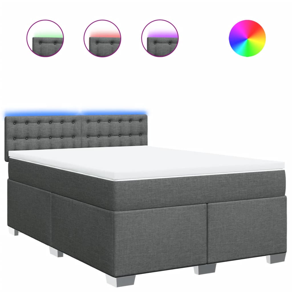 vidaXL Κρεβάτι Boxspring με Στρώμα Σκούρο Γκρι 160x200 εκ Υφασμάτινο