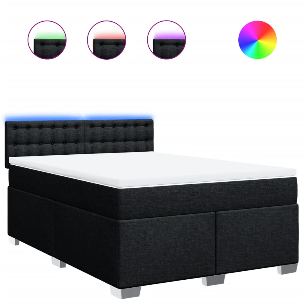 vidaXL Κρεβάτι Boxspring με Στρώμα Μαύρο 160x200 εκ. Υφασμάτινο