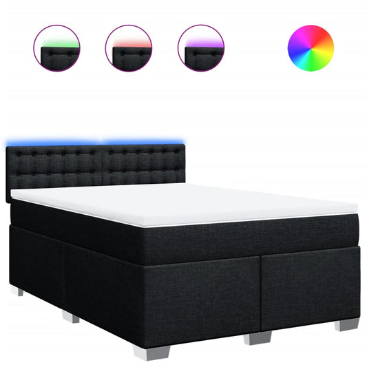 vidaXL Κρεβάτι Boxspring με Στρώμα Μαύρο 160x200 εκ. Υφασμάτινο