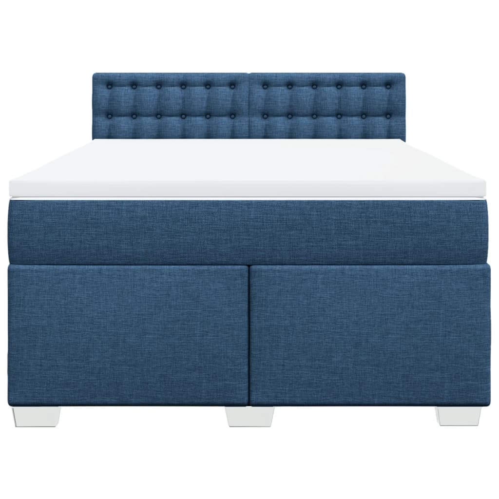 vidaXL Κρεβάτι Boxspring με Στρώμα Μπλε 160x200 εκ. Υφασμάτινο