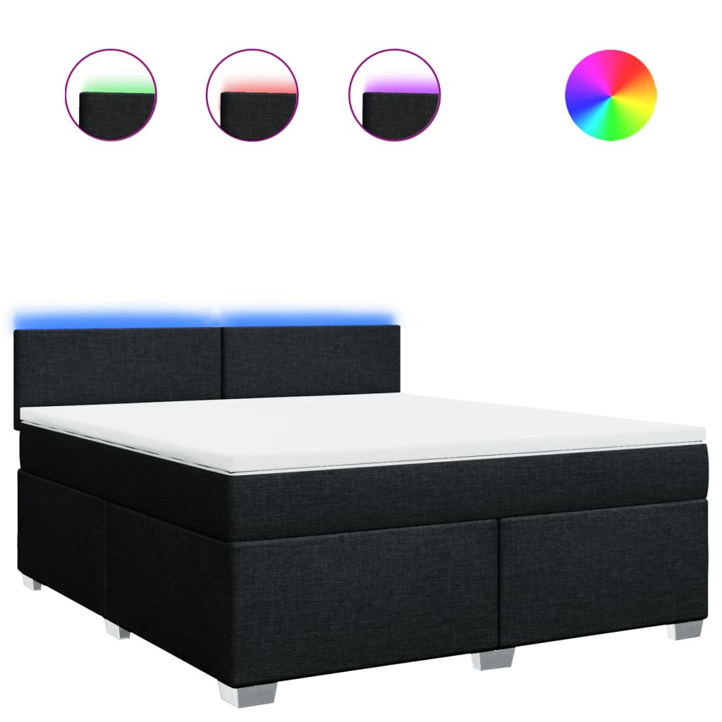 vidaXL Κρεβάτι Boxspring με Στρώμα Μαύρο 180x200 εκ. Υφασμάτινο
