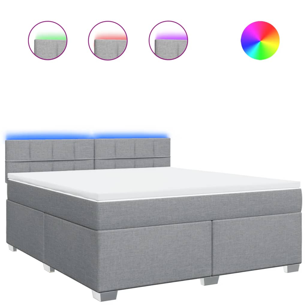 vidaXL Κρεβάτι Boxspring με Στρώμα Ανοιχτό Γκρι 180x200 εκ. Υφασμάτινο