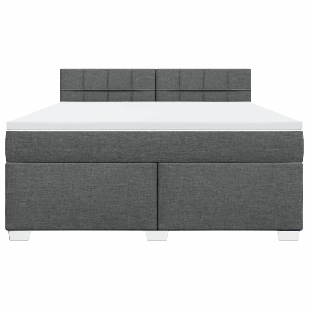 vidaXL Κρεβάτι Boxspring με Στρώμα Σκούρο Γκρι 180x200 εκ Υφασμάτιν