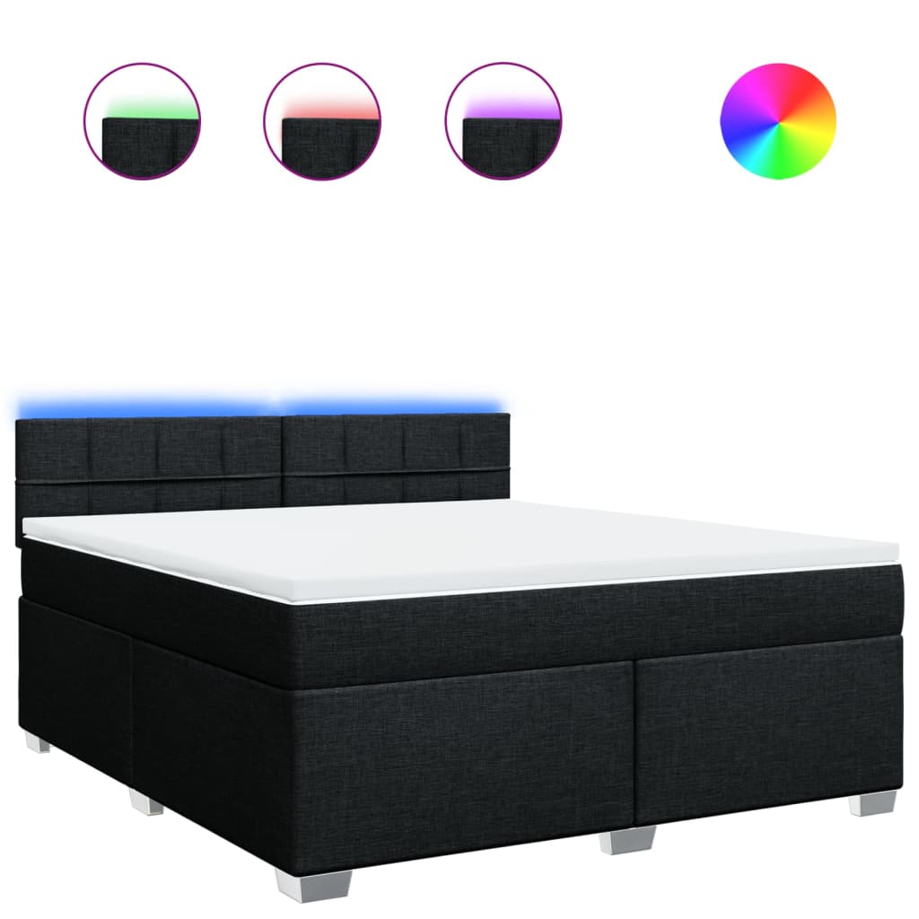 vidaXL Κρεβάτι Boxspring με Στρώμα Μαύρο 180x200 εκ. Υφασμάτινο
