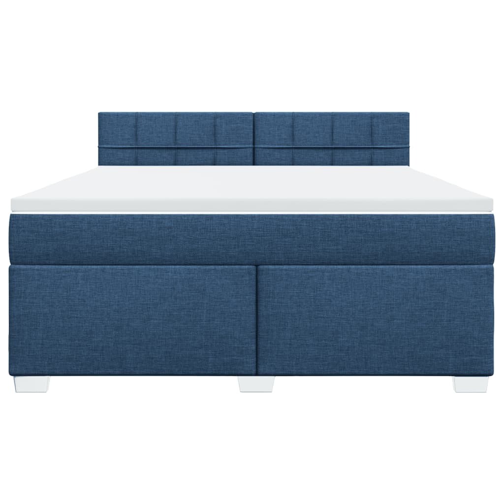 vidaXL Κρεβάτι Boxspring με Στρώμα Μπλε 180x200 εκ. Υφασμάτινο
