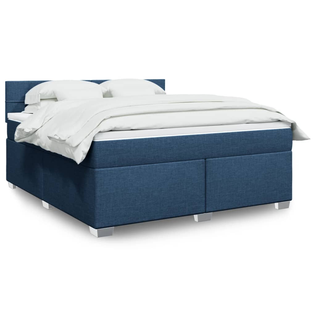 vidaXL Κρεβάτι Boxspring με Στρώμα Μπλε 180x200 εκ. Υφασμάτινο