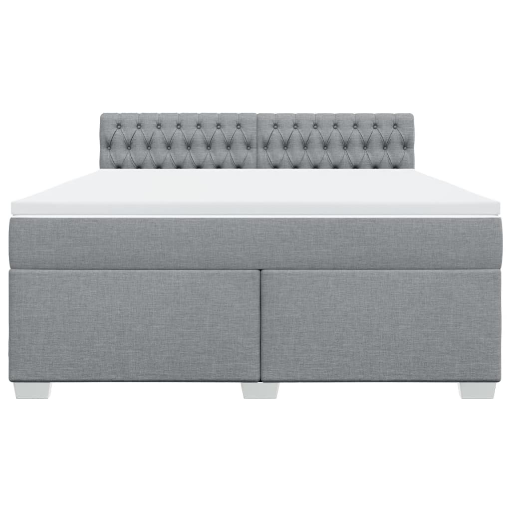 vidaXL Κρεβάτι Boxspring με Στρώμα Ανοιχτό Γκρι 180x200 εκ. Υφασμάτινο