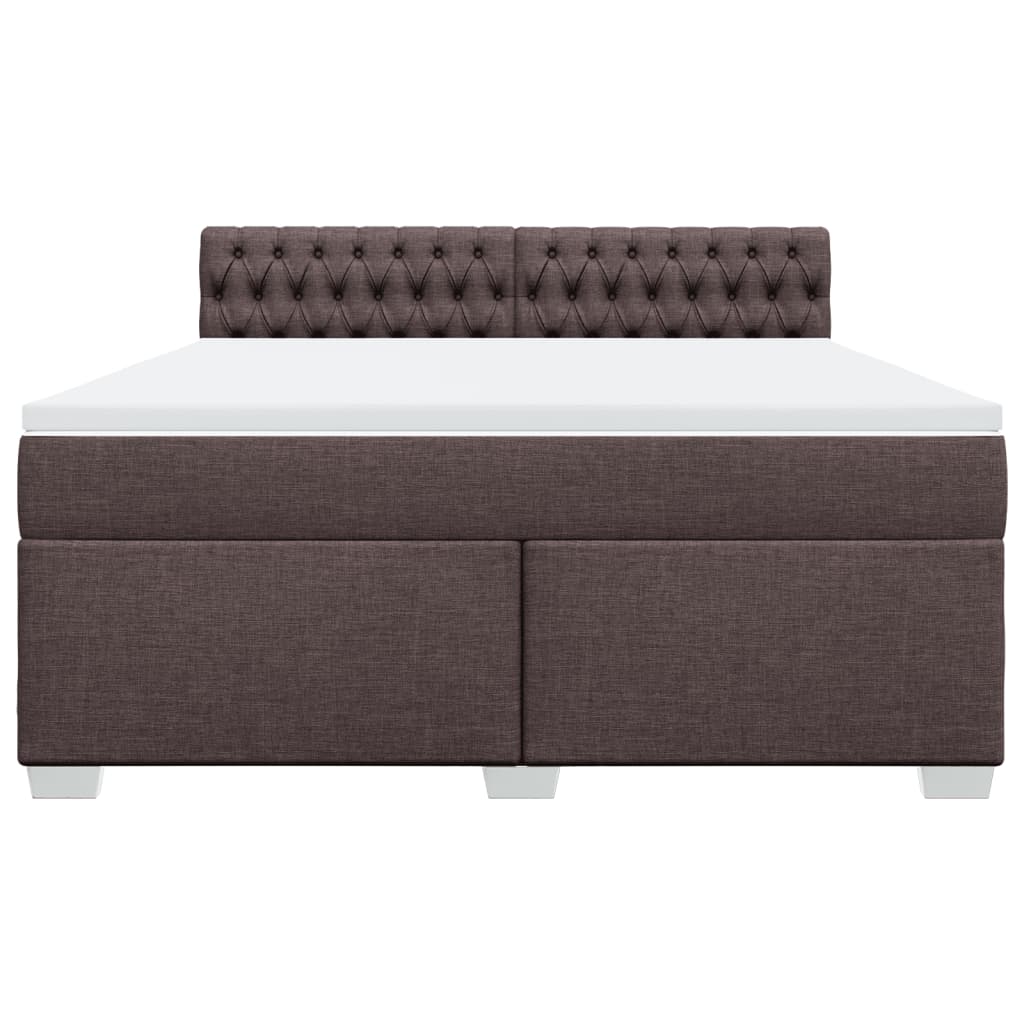 vidaXL Κρεβάτι Boxspring με Στρώμα Σκούρο Καφέ 180x200 εκ Υφασμάτινο