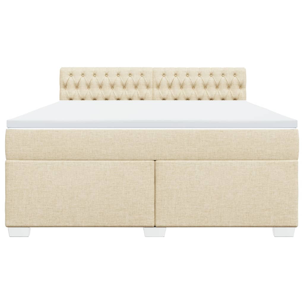 vidaXL Κρεβάτι Boxspring με Στρώμα Κρεμ 180x200 εκ. Υφασμάτινο
