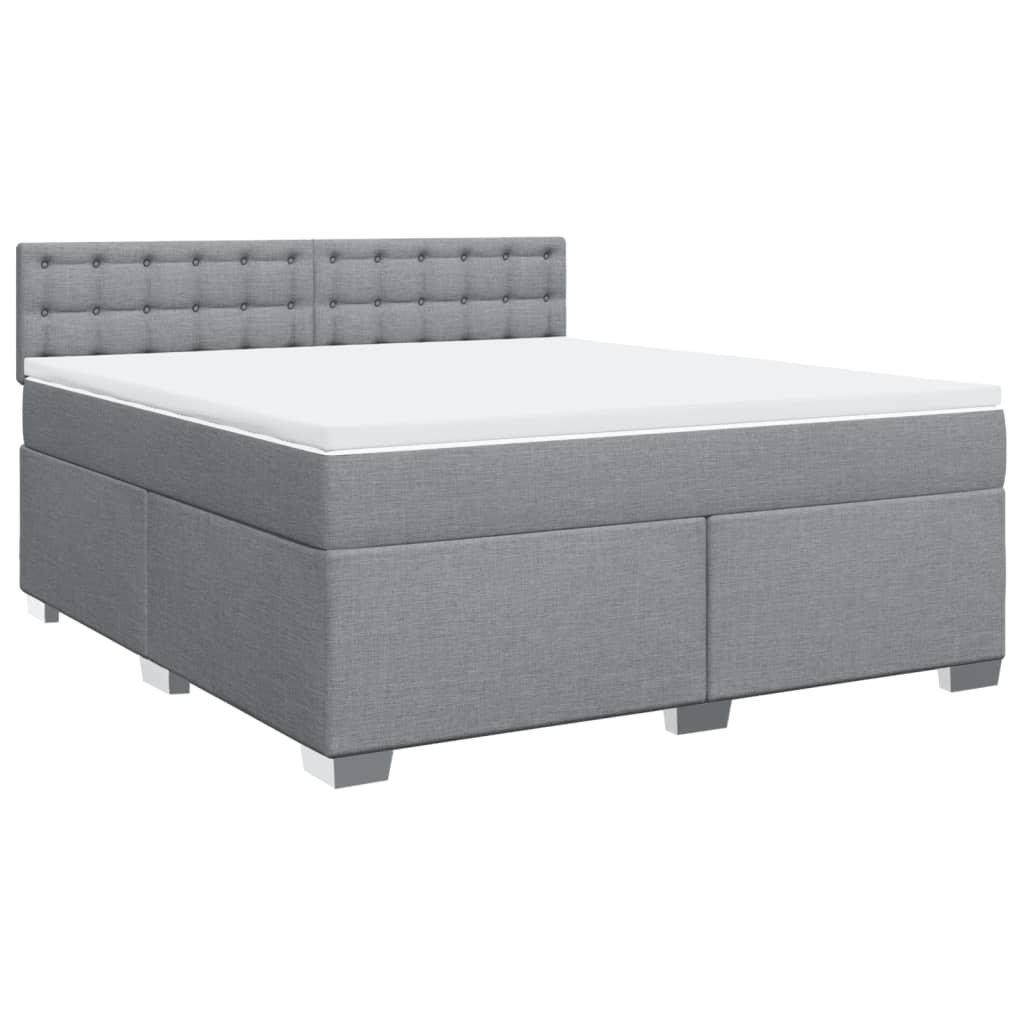 vidaXL Κρεβάτι Boxspring με Στρώμα Ανοιχτό Γκρι 180x200 εκ. Υφασμάτινο
