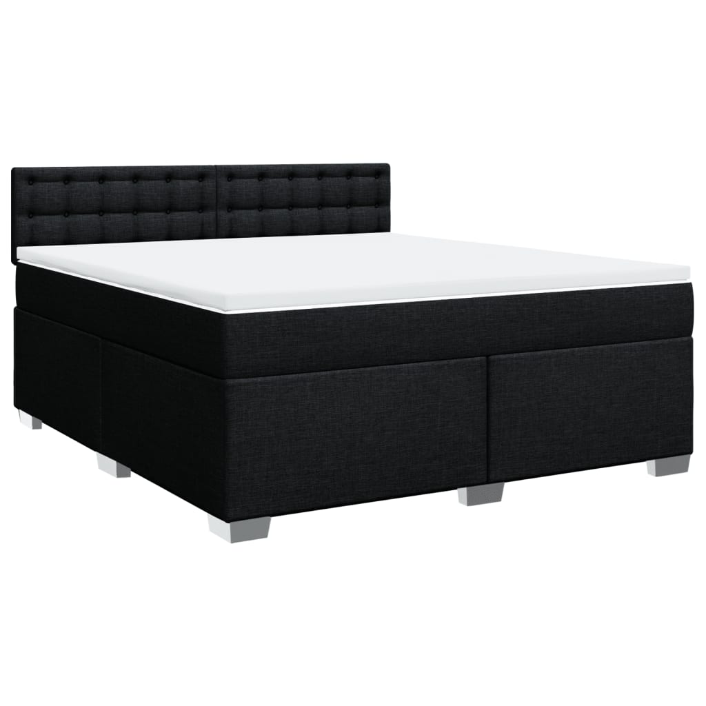 vidaXL Κρεβάτι Boxspring με Στρώμα Μαύρο 180x200 εκ. Υφασμάτινο