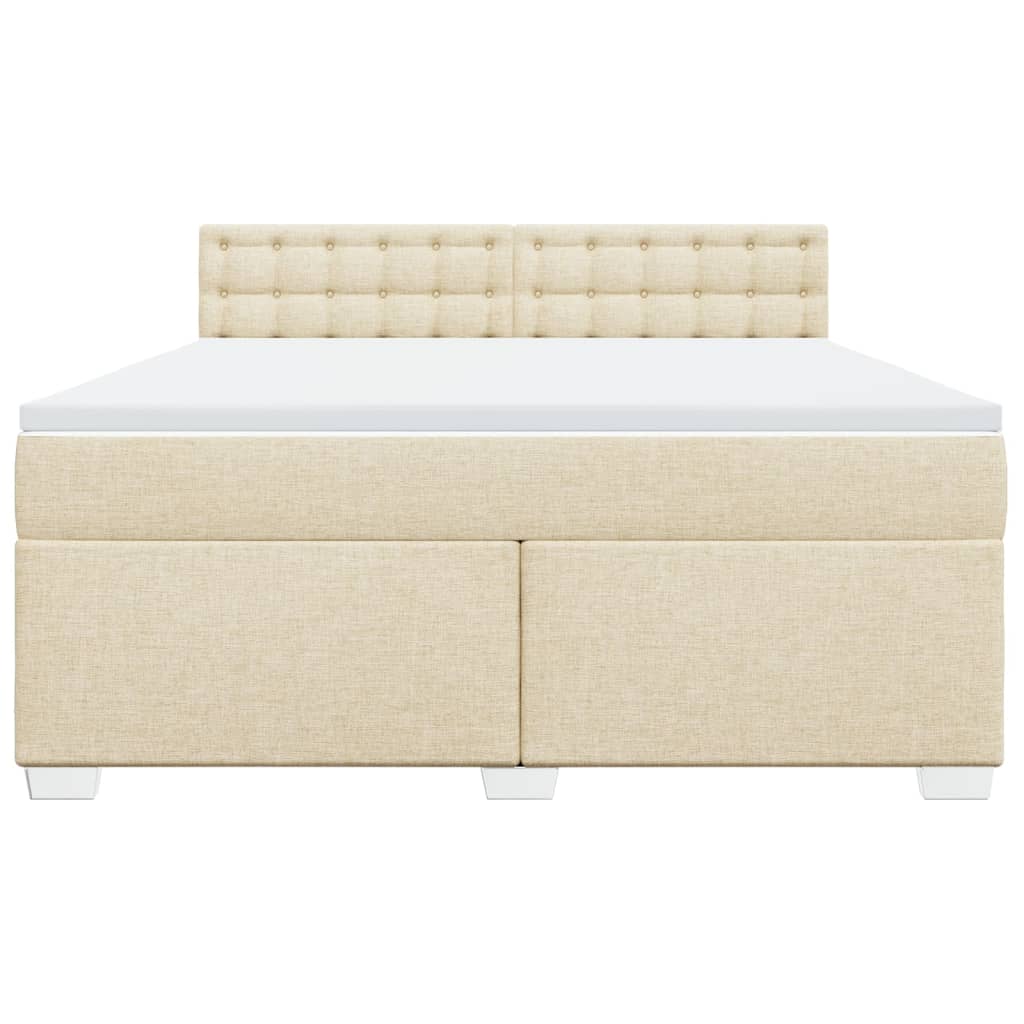 vidaXL Κρεβάτι Boxspring με Στρώμα Κρεμ 180x200 εκ. Υφασμάτινο