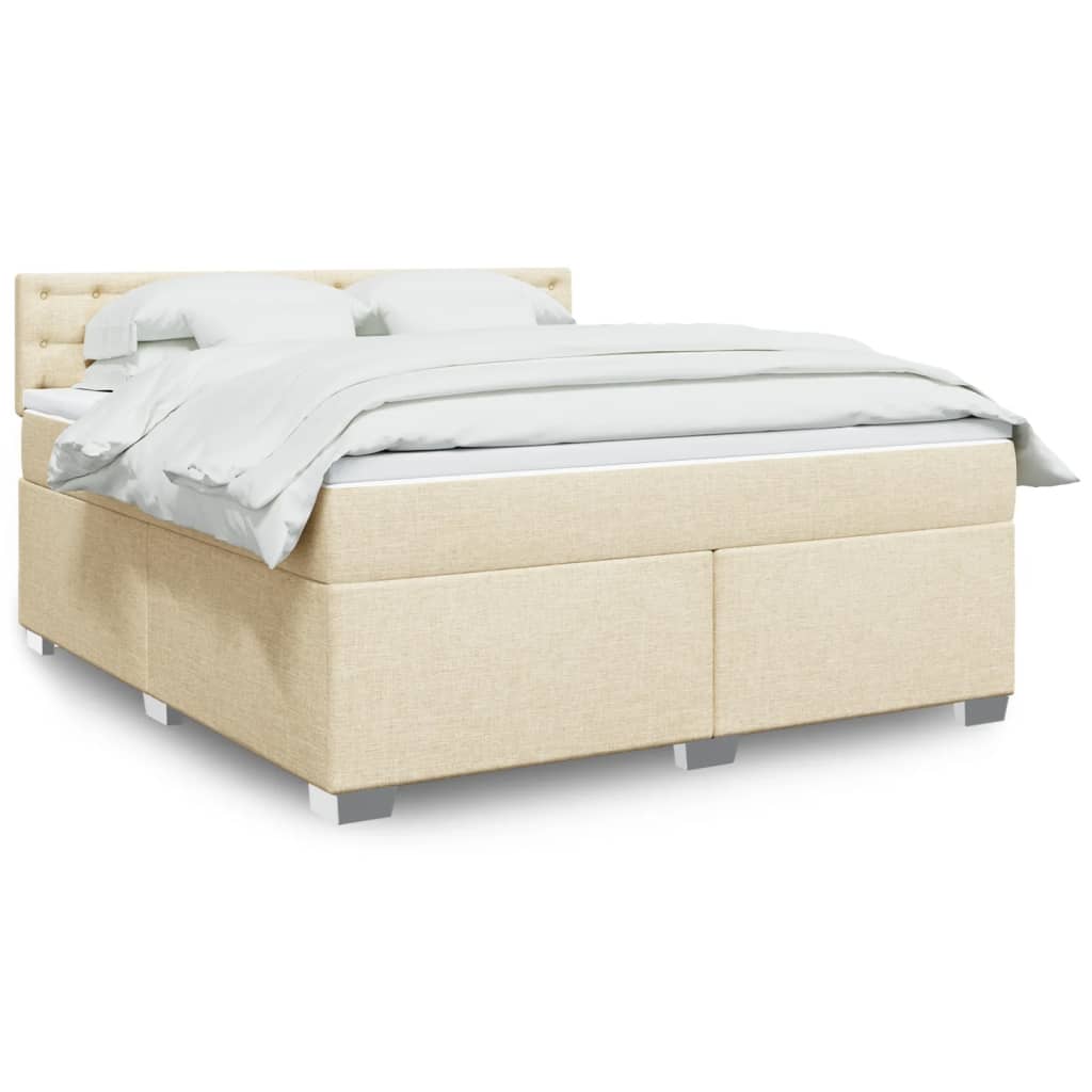 vidaXL Κρεβάτι Boxspring με Στρώμα Κρεμ 180x200 εκ. Υφασμάτινο