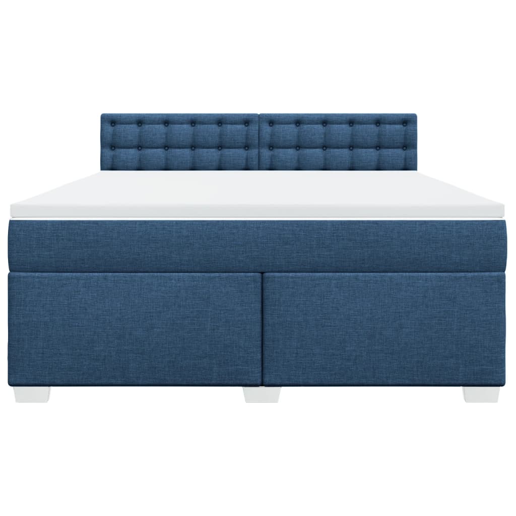 vidaXL Κρεβάτι Boxspring με Στρώμα Μπλε 180x200 εκ. Υφασμάτινο