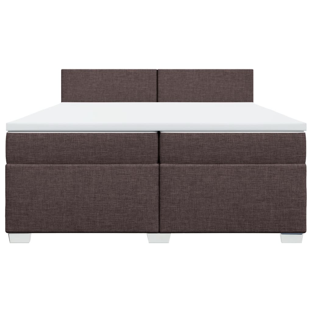 vidaXL Κρεβάτι Boxspring με Στρώμα Σκούρο Καφέ 200x200 εκ. Υφασμάτινο