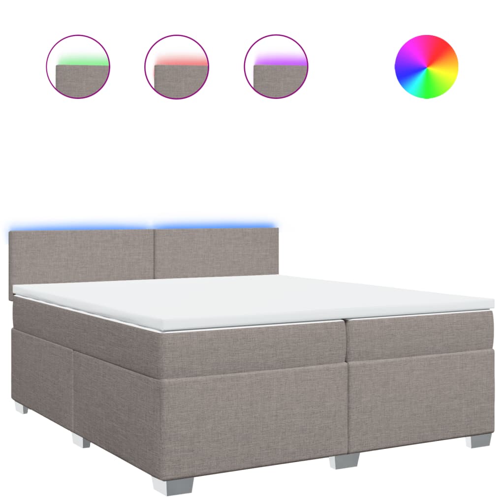 vidaXL Κρεβάτι Boxspring με Στρώμα Taupe 200x200 εκ. Υφασμάτινο
