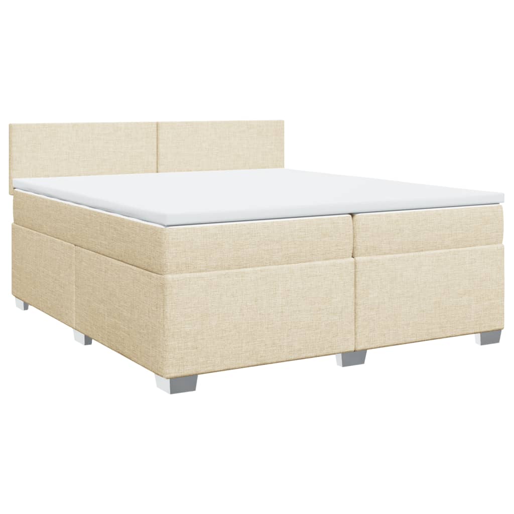 vidaXL Κρεβάτι Boxspring με Στρώμα Κρεμ 200x200 εκ. Υφασμάτινο