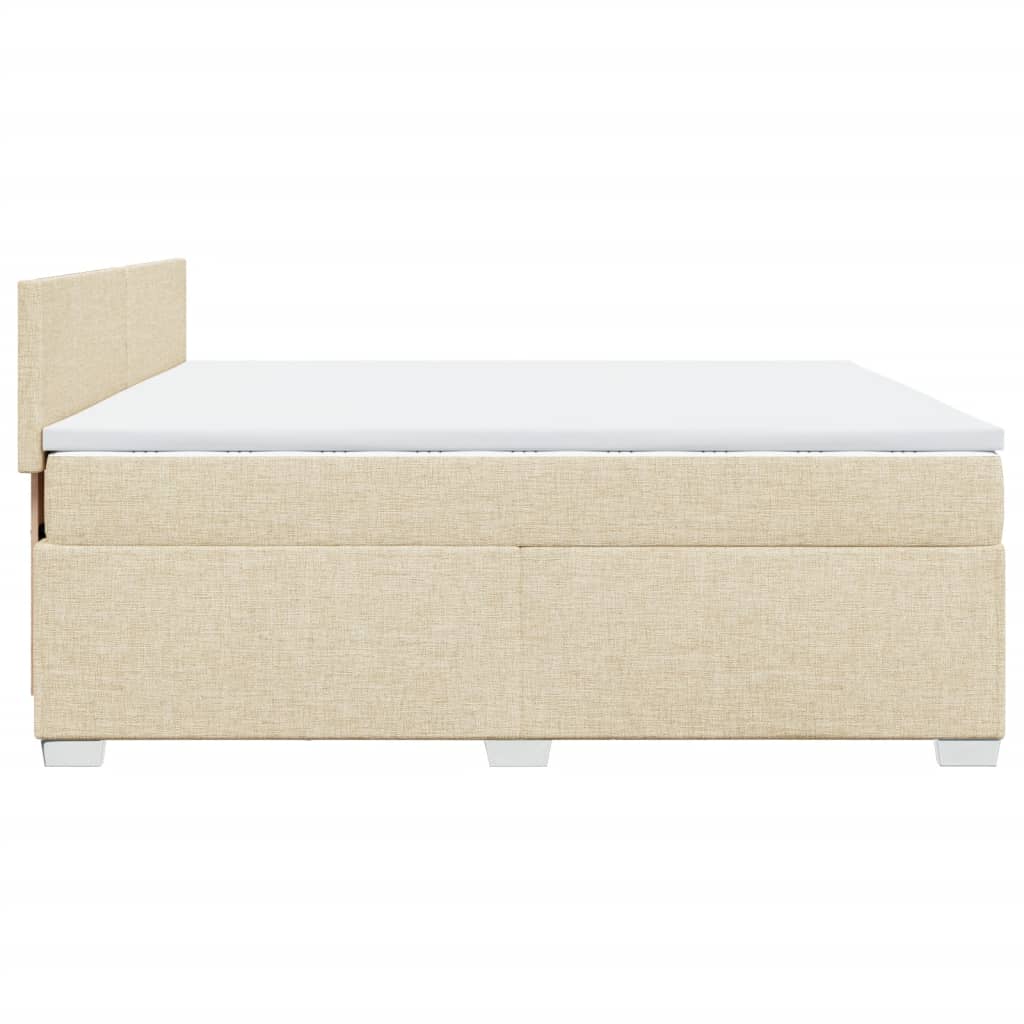 vidaXL Κρεβάτι Boxspring με Στρώμα Κρεμ 200x200 εκ. Υφασμάτινο