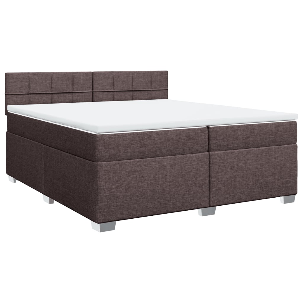 vidaXL Κρεβάτι Boxspring με Στρώμα Σκούρο Καφέ 200x200 εκ. Υφασμάτινο