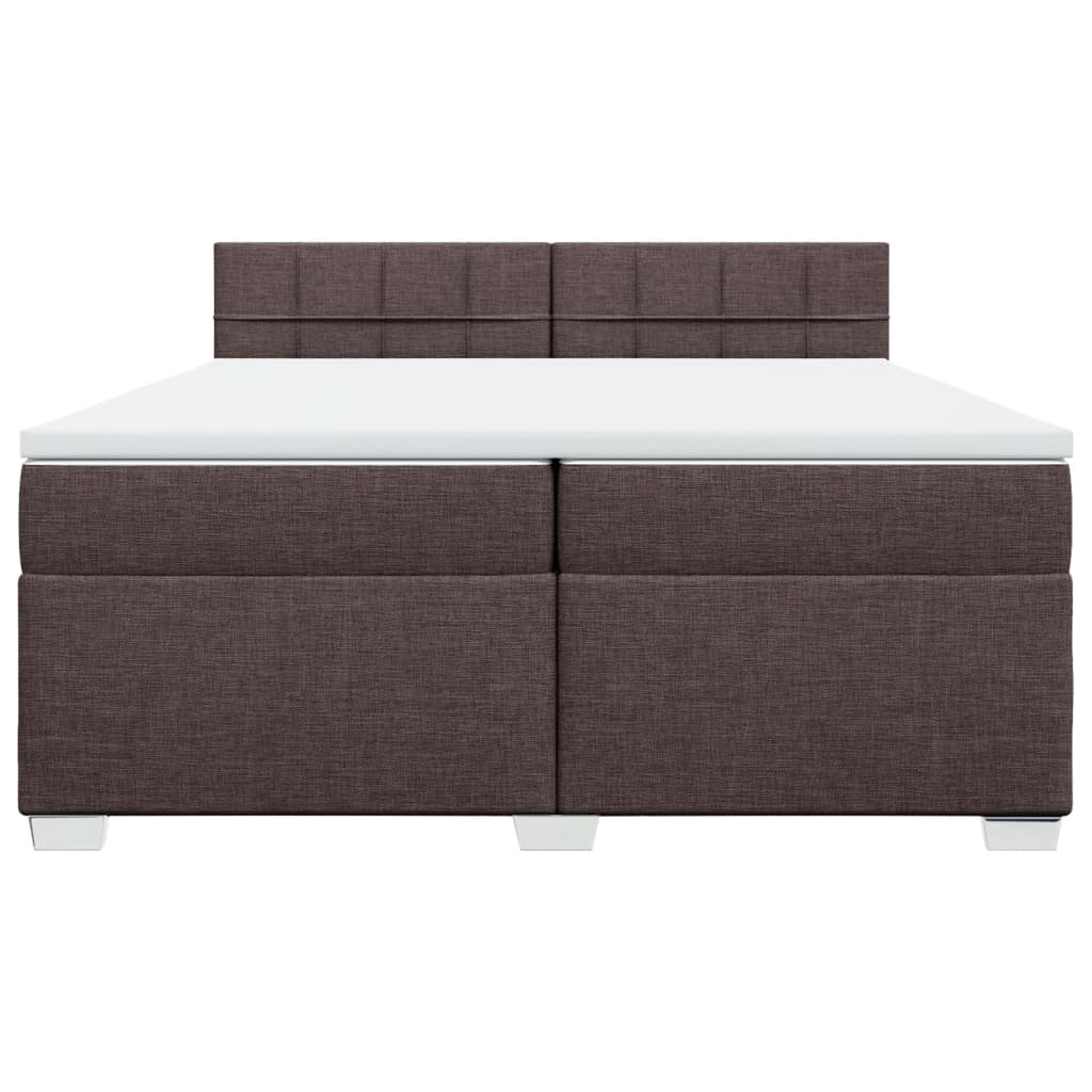 vidaXL Κρεβάτι Boxspring με Στρώμα Σκούρο Καφέ 200x200 εκ. Υφασμάτινο