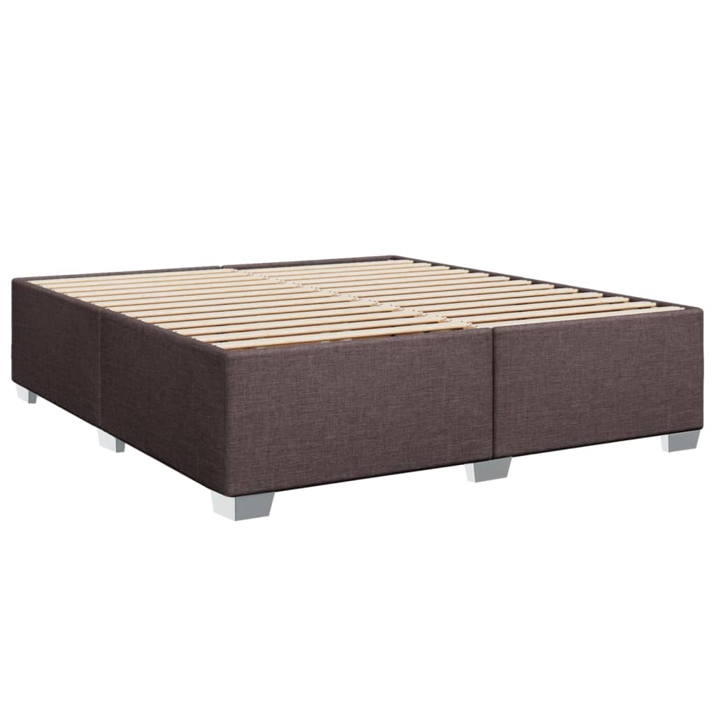 vidaXL Κρεβάτι Boxspring με Στρώμα Σκούρο Καφέ 200x200 εκ. Υφασμάτινο