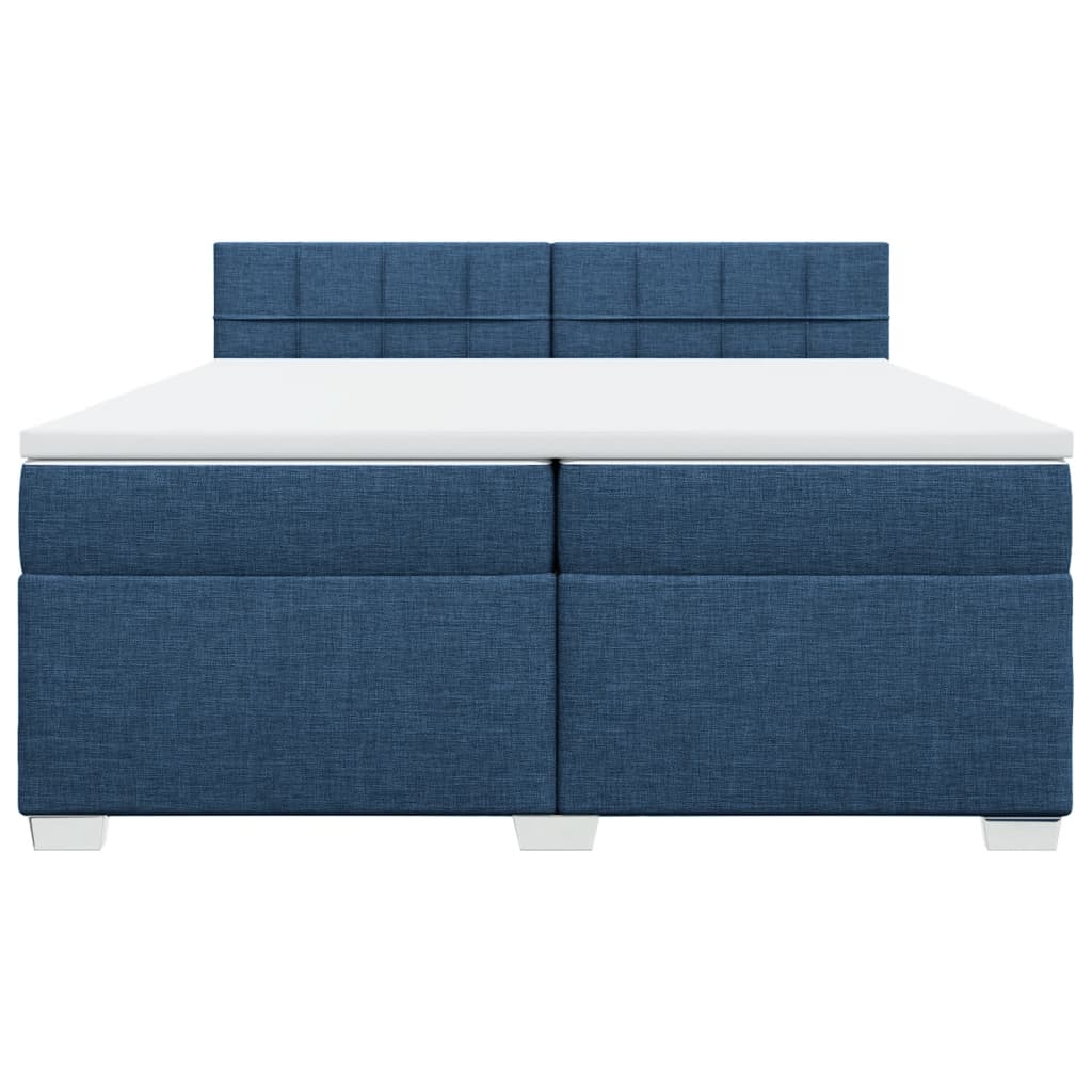 vidaXL Κρεβάτι Boxspring με Στρώμα Μπλε 200x200 εκ. Υφασμάτινο