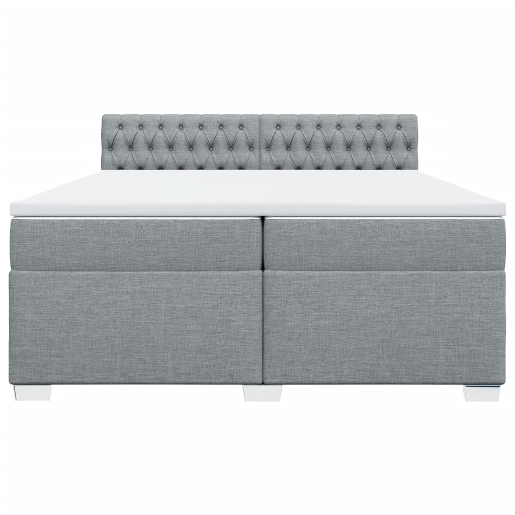 vidaXL Κρεβάτι Boxspring με Στρώμα Ανοιχτό Γκρι 200x200 εκ. Υφασμάτινο