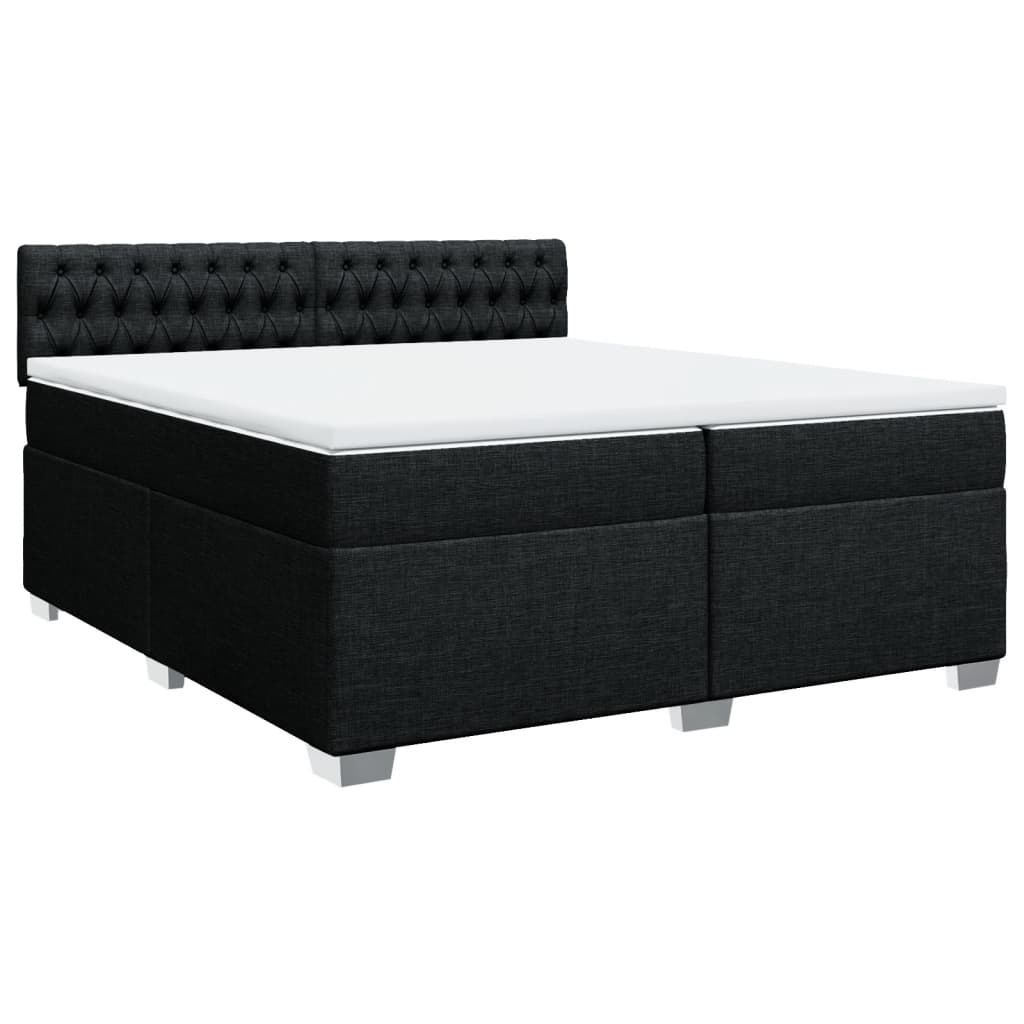 vidaXL Κρεβάτι Boxspring με Στρώμα Μαύρο 200x200 εκ. Υφασμάτινο