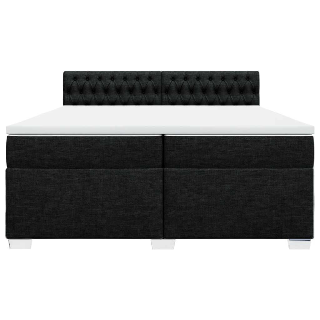 vidaXL Κρεβάτι Boxspring με Στρώμα Μαύρο 200x200 εκ. Υφασμάτινο