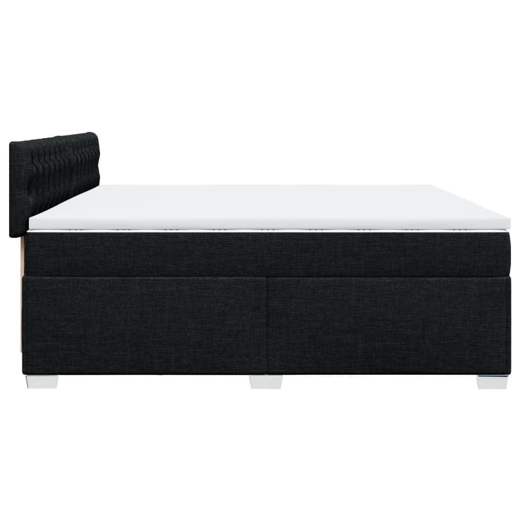 vidaXL Κρεβάτι Boxspring με Στρώμα Μαύρο 200x200 εκ. Υφασμάτινο