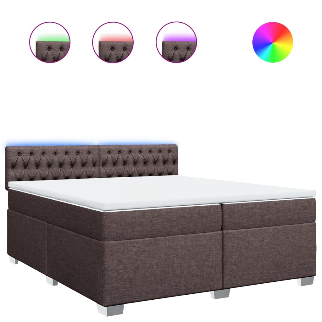 vidaXL Κρεβάτι Boxspring με Στρώμα Σκούρο Καφέ 200x200 εκ. Υφασμάτινο