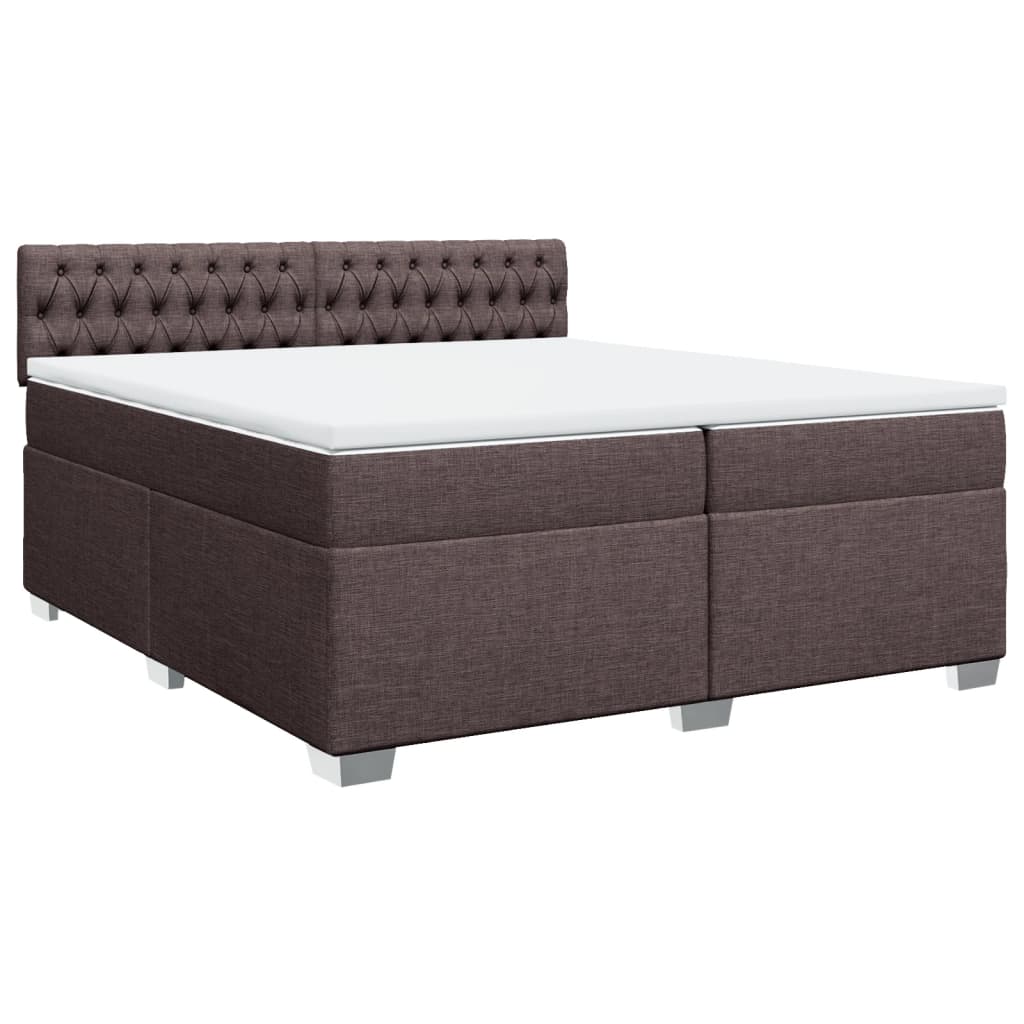 vidaXL Κρεβάτι Boxspring με Στρώμα Σκούρο Καφέ 200x200 εκ. Υφασμάτινο