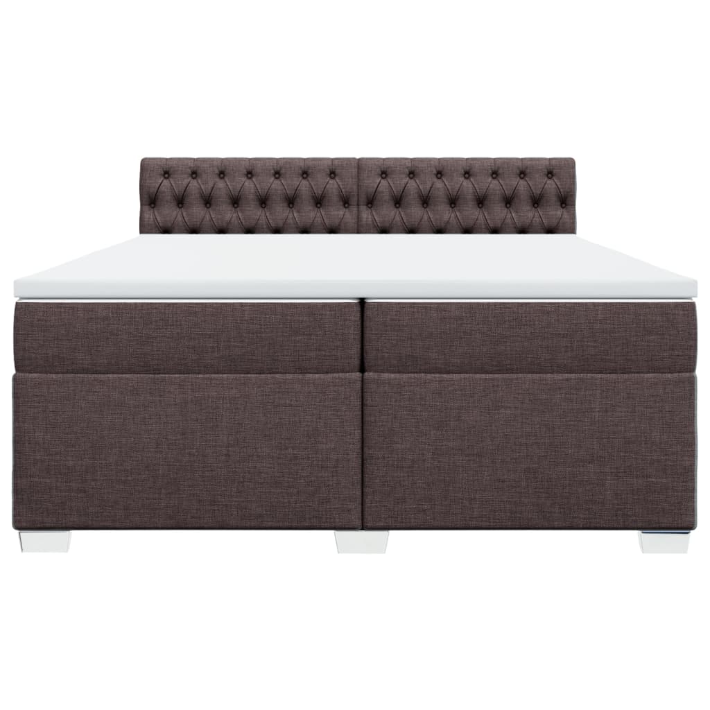 vidaXL Κρεβάτι Boxspring με Στρώμα Σκούρο Καφέ 200x200 εκ. Υφασμάτινο
