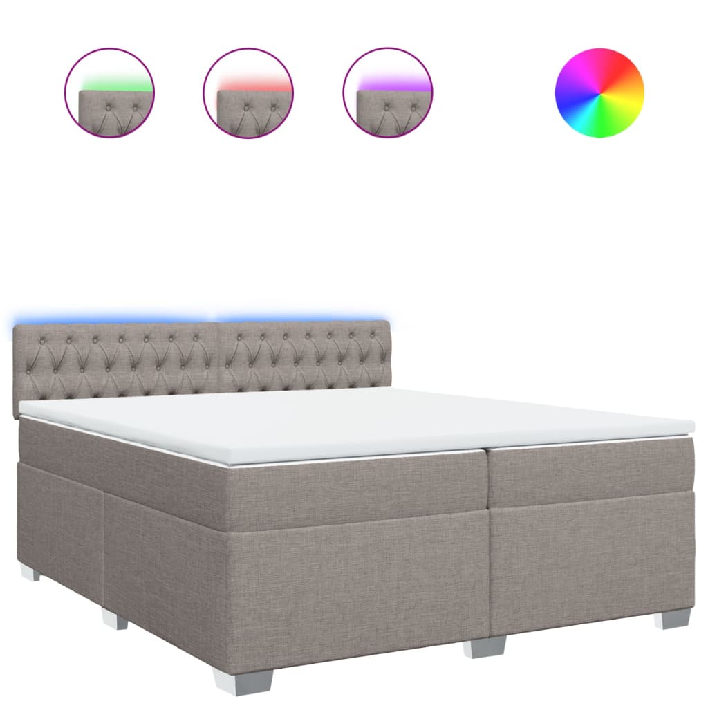 vidaXL Κρεβάτι Boxspring με Στρώμα Taupe 200x200 εκ. Υφασμάτινο