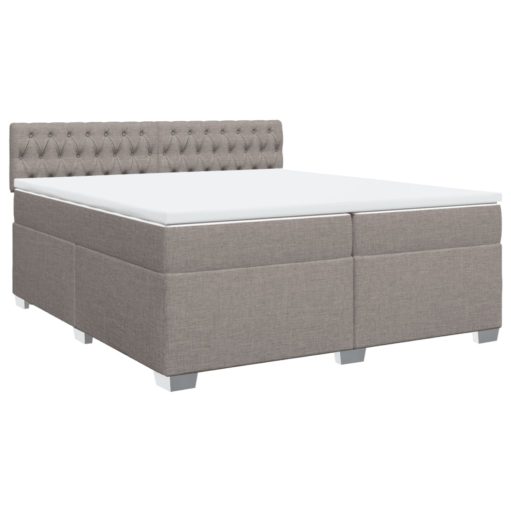 vidaXL Κρεβάτι Boxspring με Στρώμα Taupe 200x200 εκ. Υφασμάτινο