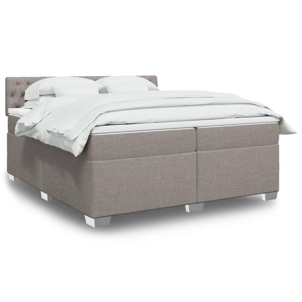 vidaXL Κρεβάτι Boxspring με Στρώμα Taupe 200x200 εκ. Υφασμάτινο