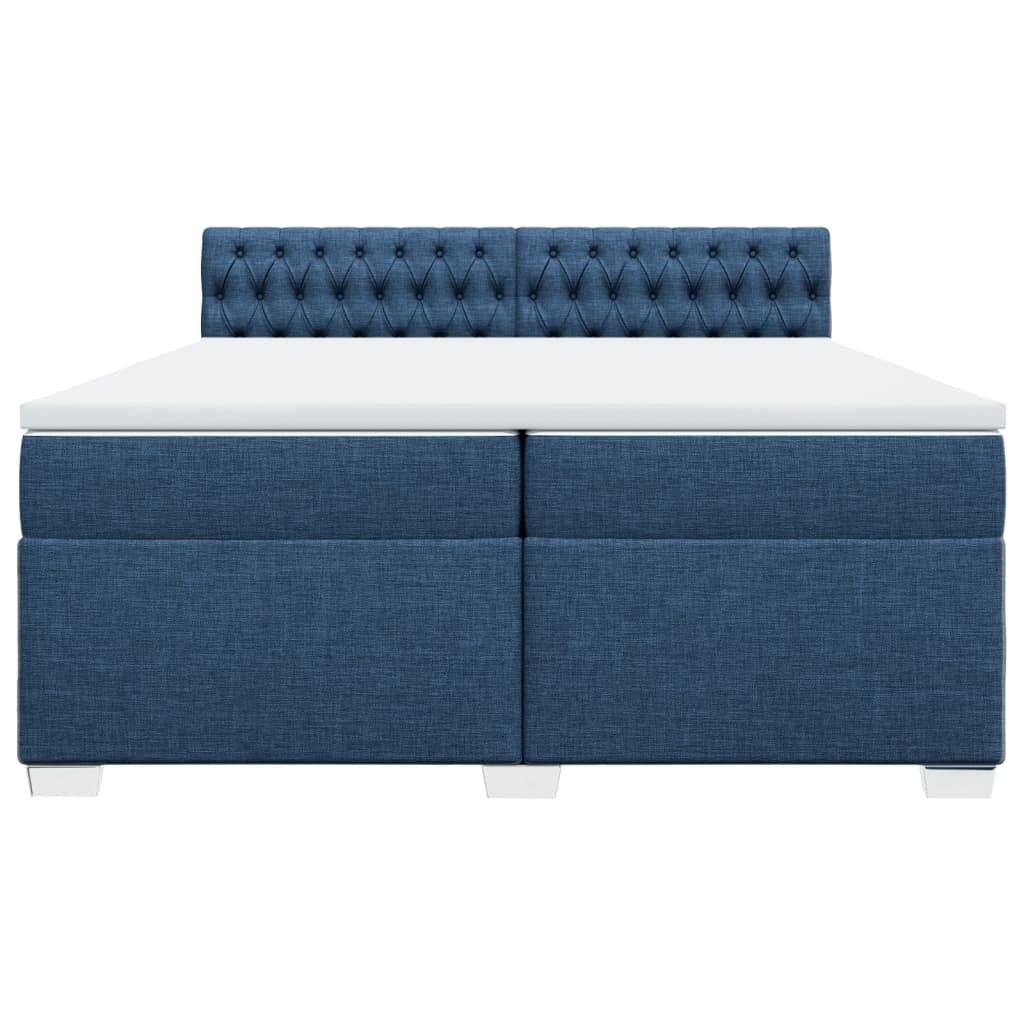 vidaXL Κρεβάτι Boxspring με Στρώμα Μπλε 200x200 εκ. Υφασμάτινο
