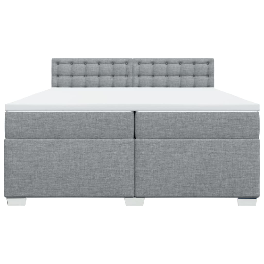 vidaXL Κρεβάτι Boxspring με Στρώμα Ανοιχτό Γκρι 200x200 εκ. Υφασμάτινο