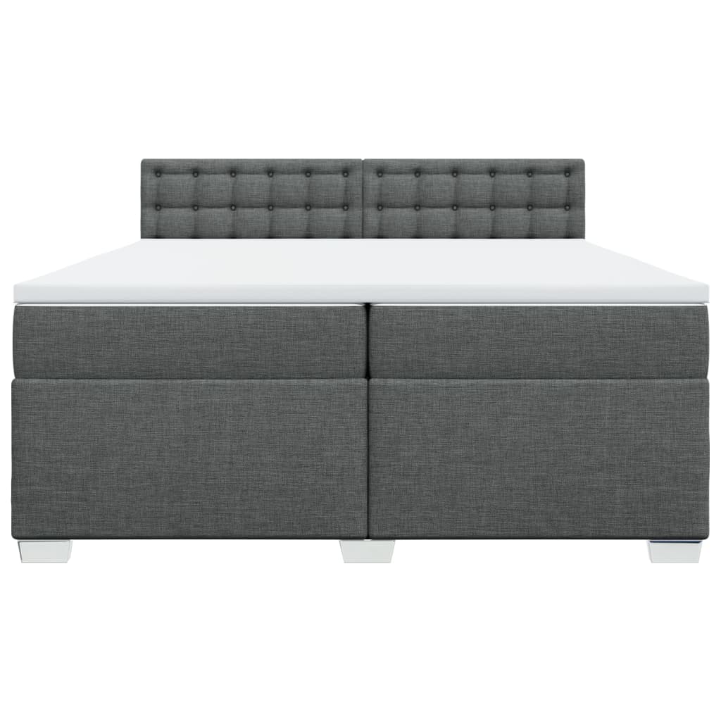 vidaXL Κρεβάτι Boxspring με Στρώμα Σκούρο Γκρι 200x200 εκ. Υφασμάτινο