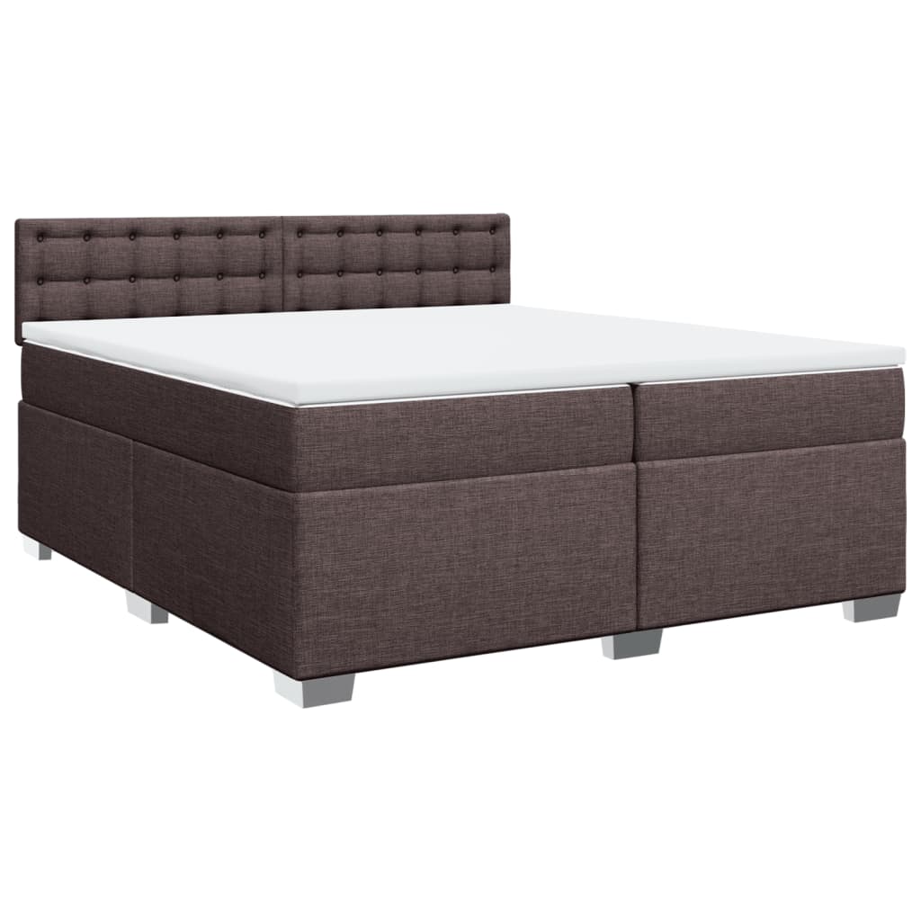 vidaXL Κρεβάτι Boxspring με Στρώμα Σκούρο Καφέ 200x200 εκ. Υφασμάτινο