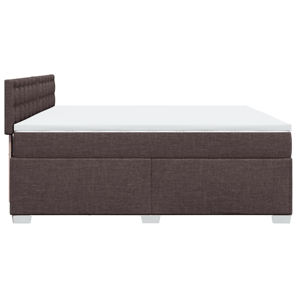 vidaXL Κρεβάτι Boxspring με Στρώμα Σκούρο Καφέ 200x200 εκ. Υφασμάτινο