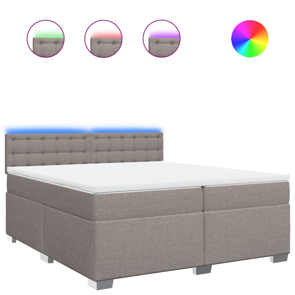 vidaXL Κρεβάτι Boxspring με Στρώμα Taupe 200x200 εκ. Υφασμάτινο