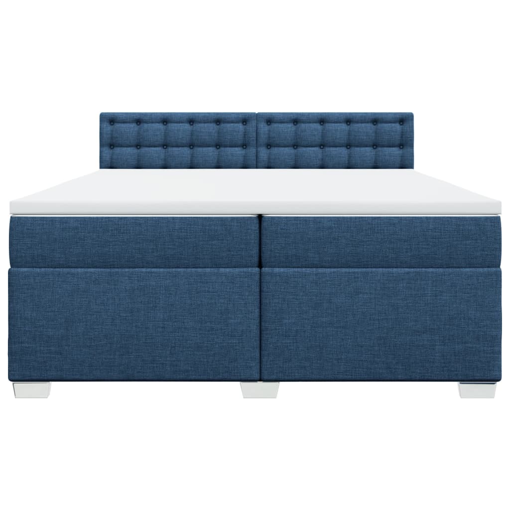 vidaXL Κρεβάτι Boxspring με Στρώμα Μπλε 200x200 εκ. Υφασμάτινο
