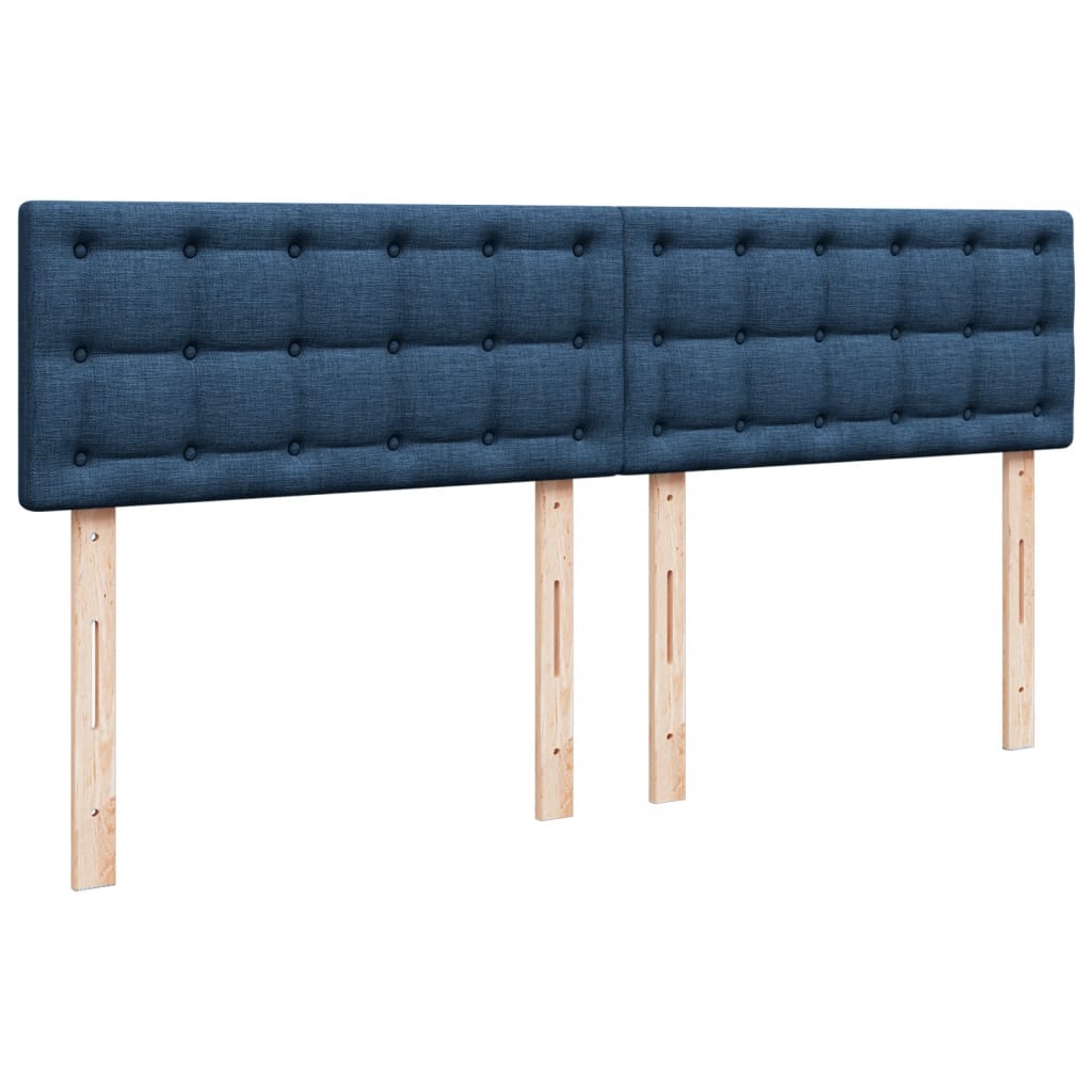 vidaXL Κρεβάτι Boxspring με Στρώμα Μπλε 200x200 εκ. Υφασμάτινο