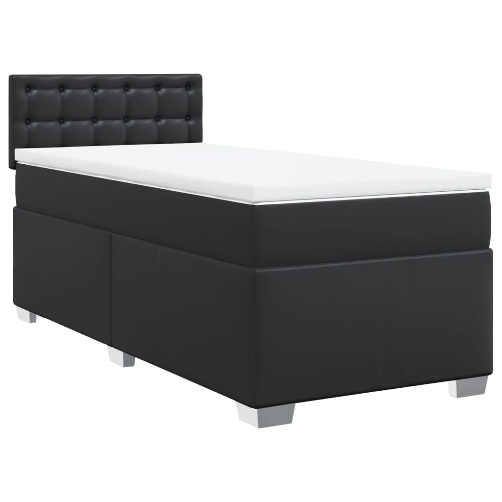 vidaXL Κρεβάτι Boxspring με Στρώμα Μαύρο 80 x 200 εκ. Συνθετικό Δέρμα