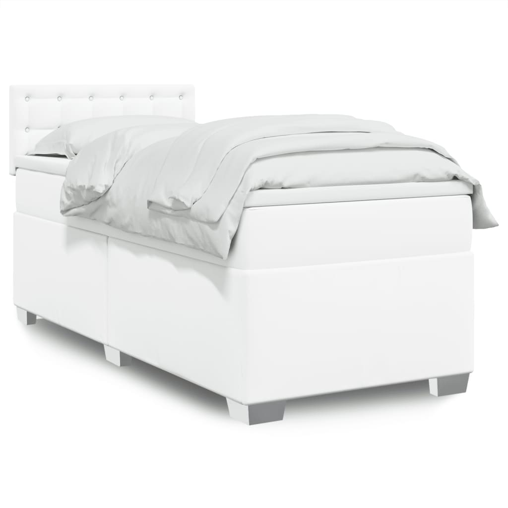 vidaXL Κρεβάτι Boxspring με Στρώμα Λευκό 80 x 200 εκ. Συνθετικό Δέρμα