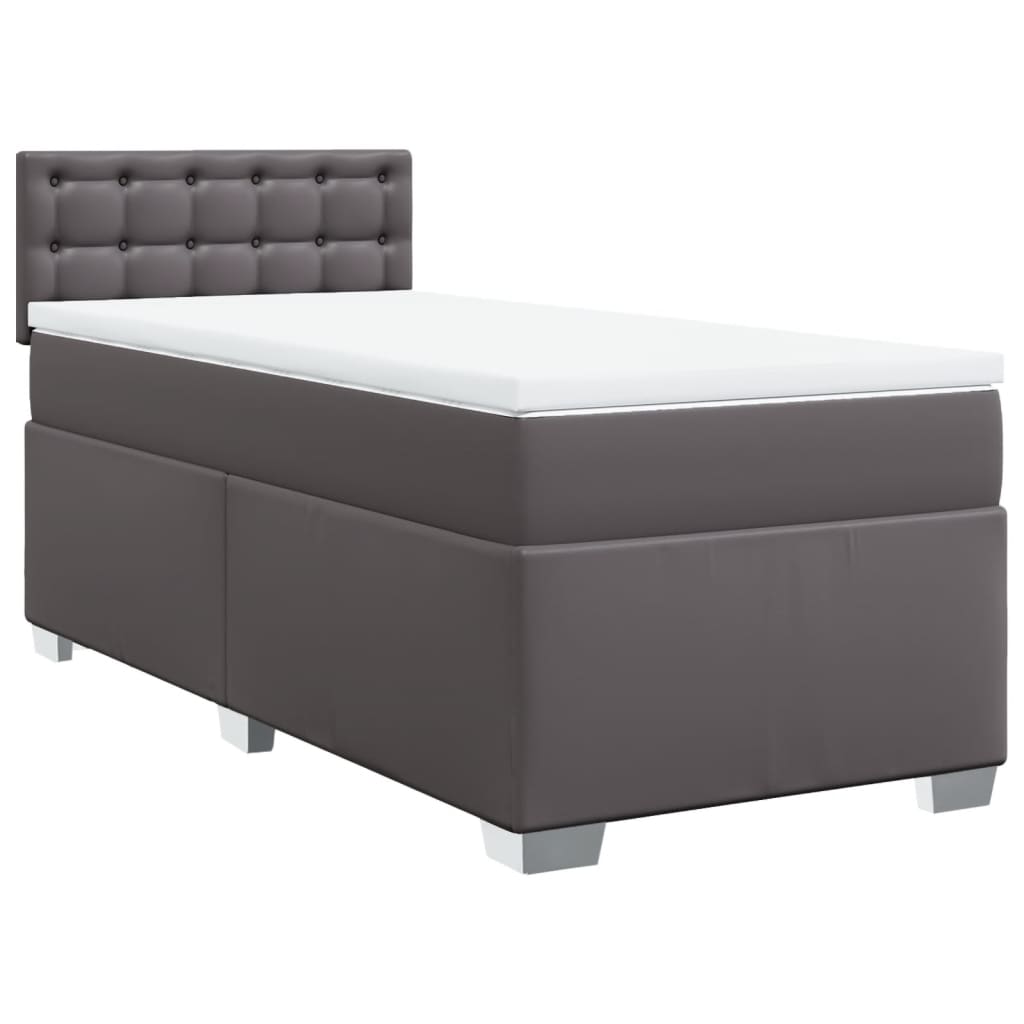 vidaXL Κρεβάτι Boxspring με Στρώμα Γκρι 80 x 200 εκ. Συνθετικό Δέρμα