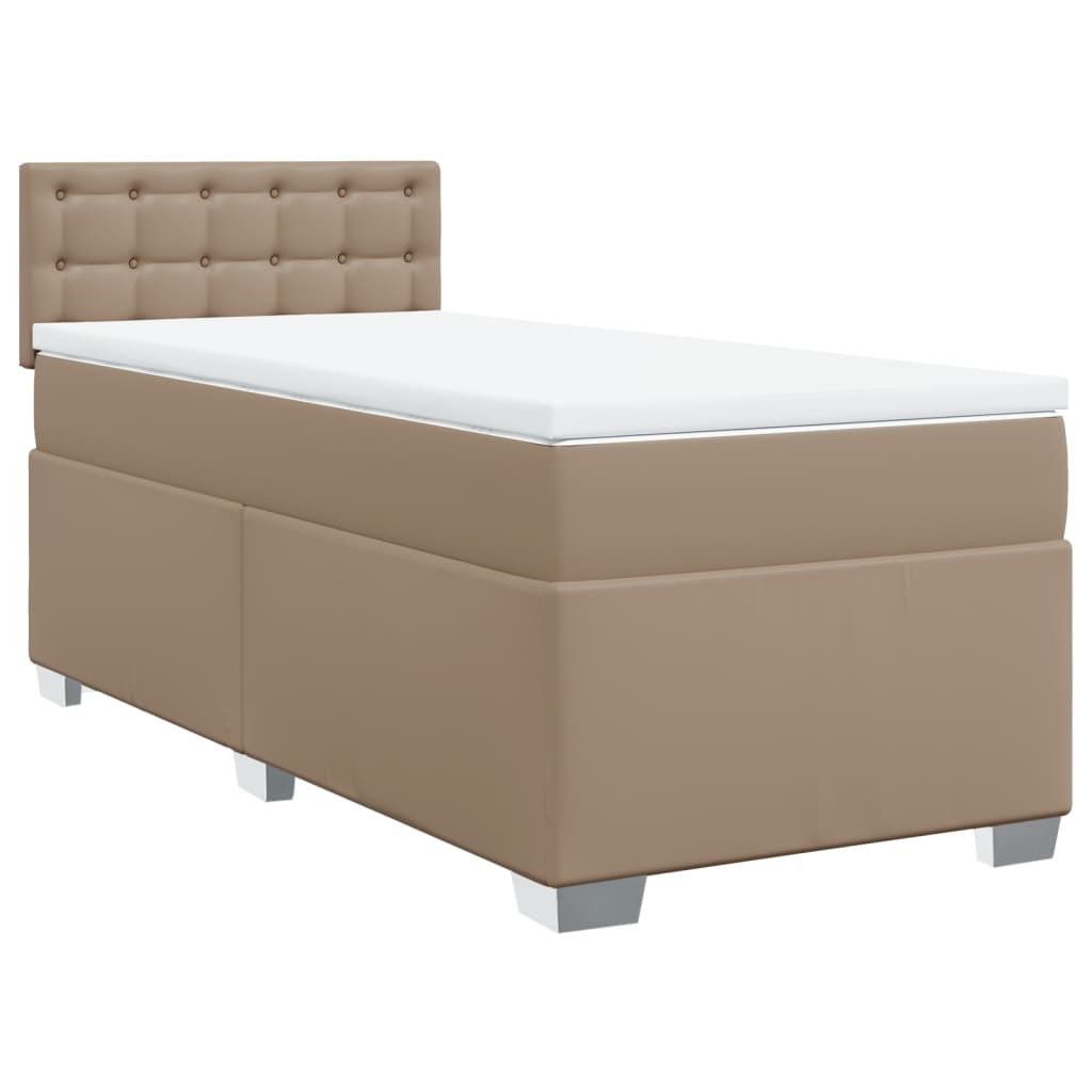 vidaXL Κρεβάτι Boxspring με Στρώμα Καπουτσίνο 80x200 εκ. Συνθ. Δέρμα